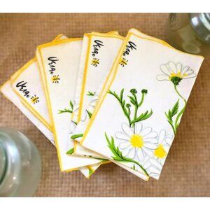 Set of 4 Vintage Vera Neumann Daisy Napkins – 1970s Retro Floral Linen, 16” Squa